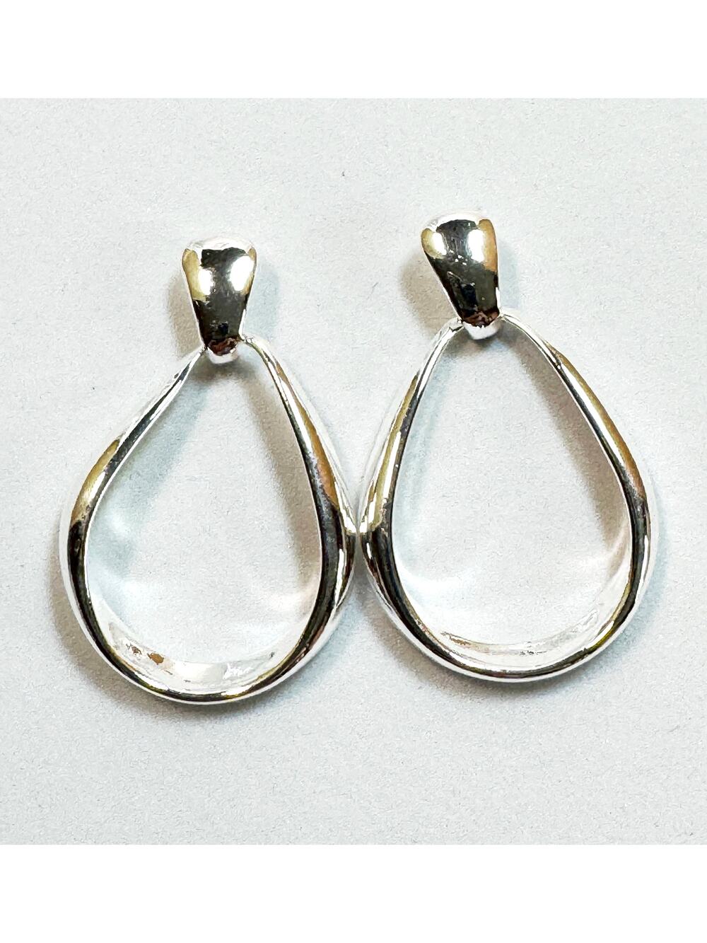 925 Sterling Silver Teardrop Dangle Earrings Open Drop Post Earrings 1" E290